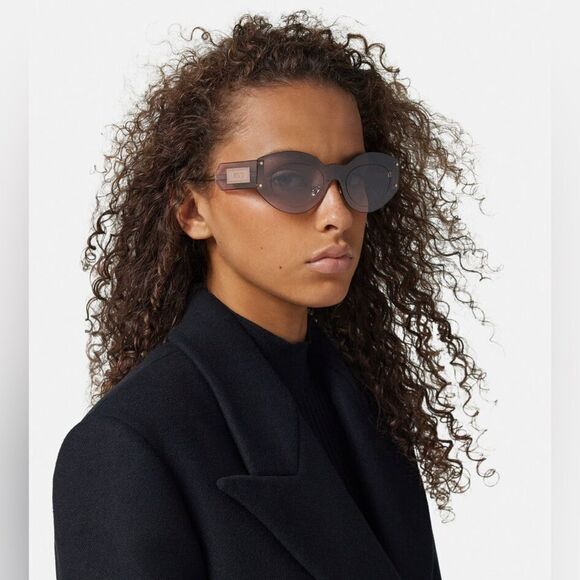 Versace New DAMIER PLAQUE SHIELD SUNGLASSES - Picture 1 of 15